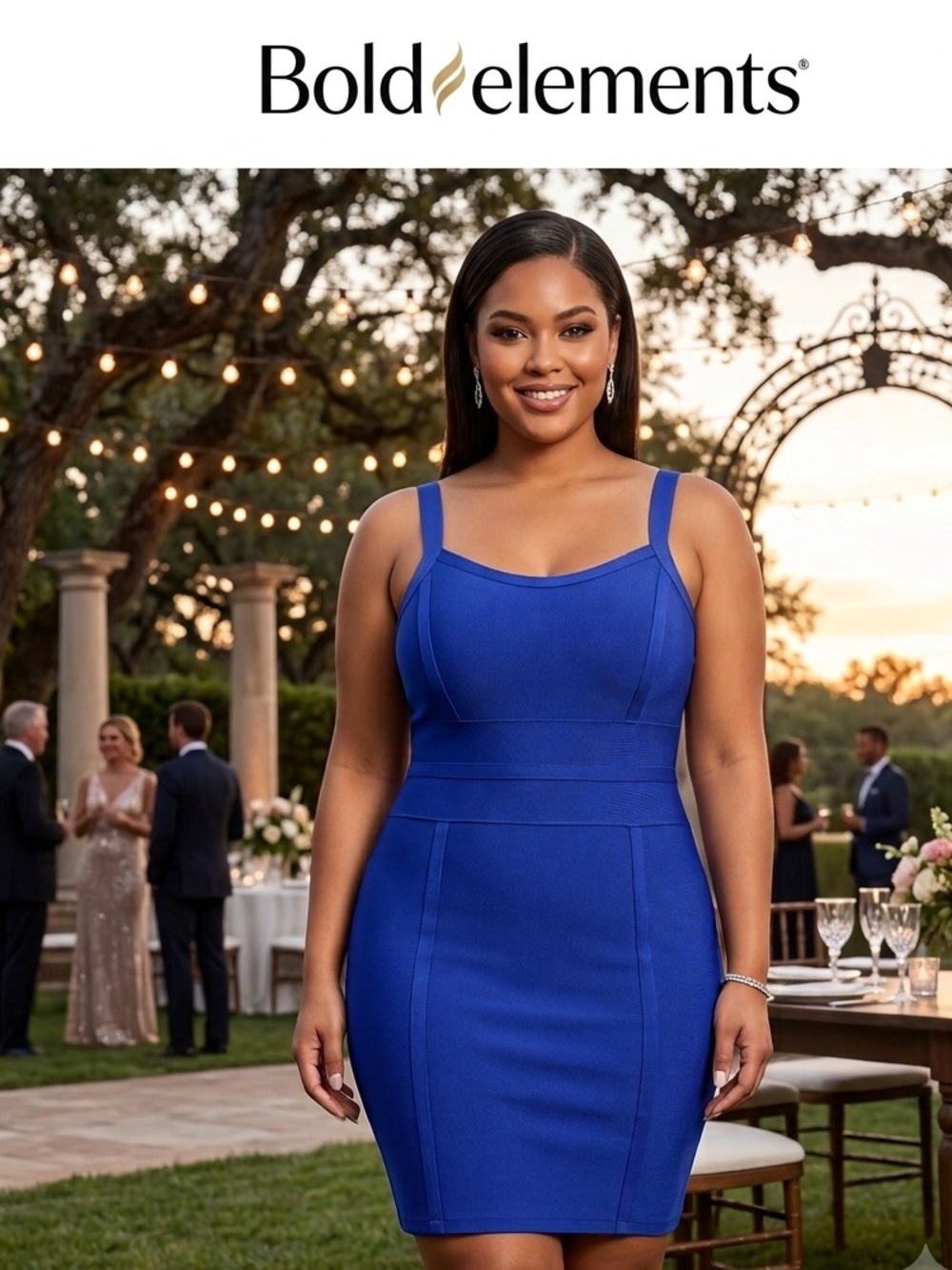 NWT BOLD elements Cobalt Blue Bodycon Mini Dress with Exposed Zipper
